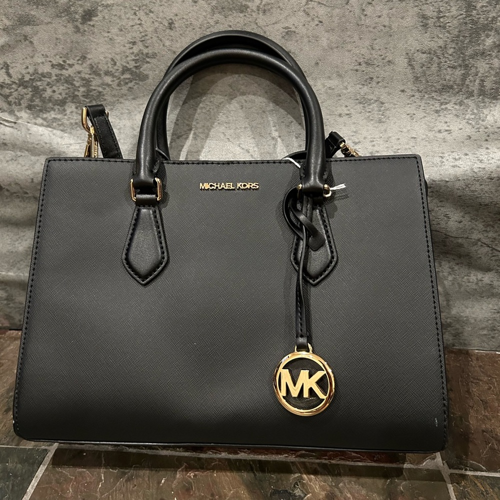 Michael Kors Black Satchel with Gold Accents